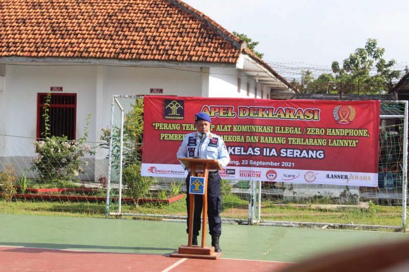 Komitmen Wujudkan Zero Halinar, Lapas Serang Gelar Apel Deklarasi Perang Terhadap Alat Komunikasi Illegal