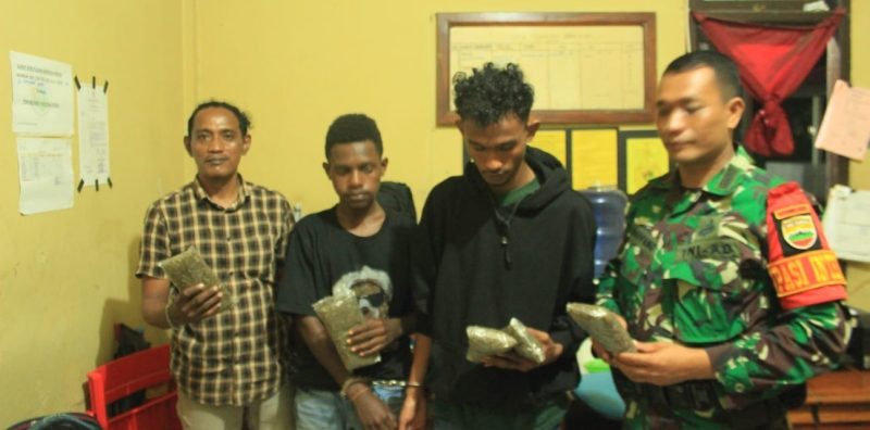 Sekitar 500gram Ganja Siap Edar Berhasil Diamankan Satgas Pamtas RI-PNG Yonif 132/BS