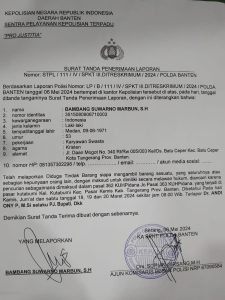 Waduh, PJ. Bupati Tangerang di laporkan ke pihak berwajib di Polda Banten.