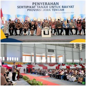 Serahkan 1.571 Sertipikat Elektronik di Kabupaten Batang, Wamen Ossy: Bentuk Komitmen Tingkatkan Layanan Pertanahan.