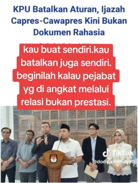 KPU BISA KENA PIDANA, KARENA ADA DUGAAN MEMALSUKAN DOKUMEN PALSU UNTUK LOLOS PENCALONAN.