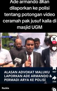 Dihebohkan ada dugaan Ade potongan vidio ramai di internet Wapres Jusup Kallah.